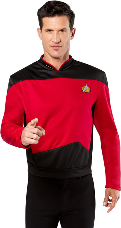 Deluxe Star Trek The next Generation Kostüm Uniform rot rote Trekkiuniform Trekki mit Rangabzeichen