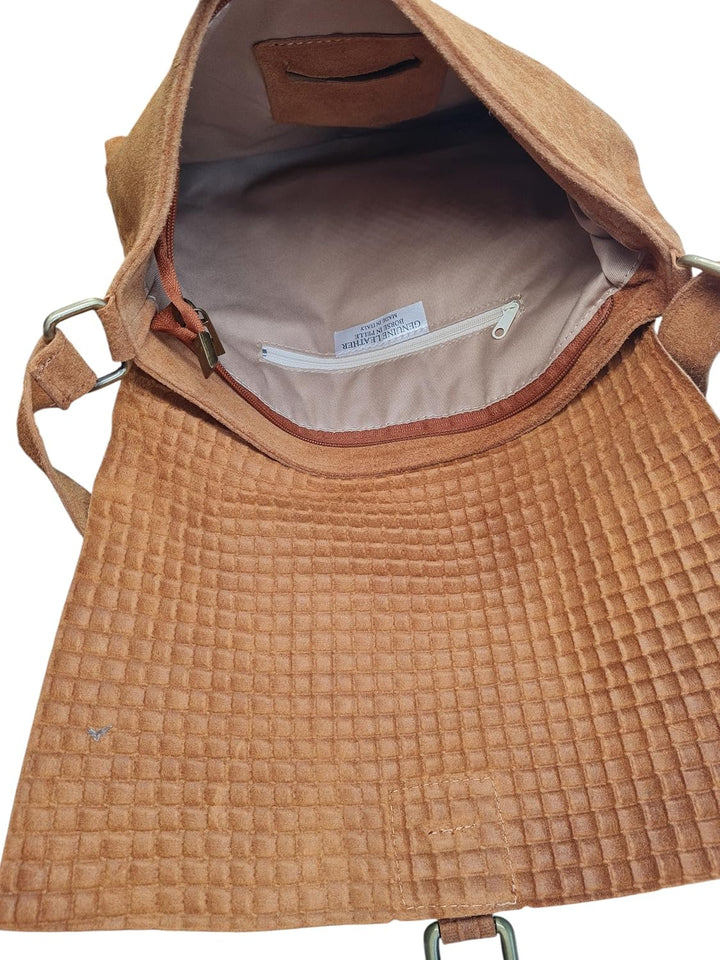 zarolo UNISEX lassige Umhängetasche, Messenger, Schultertasche, Cross Body, Wildleder Tasche, Handta