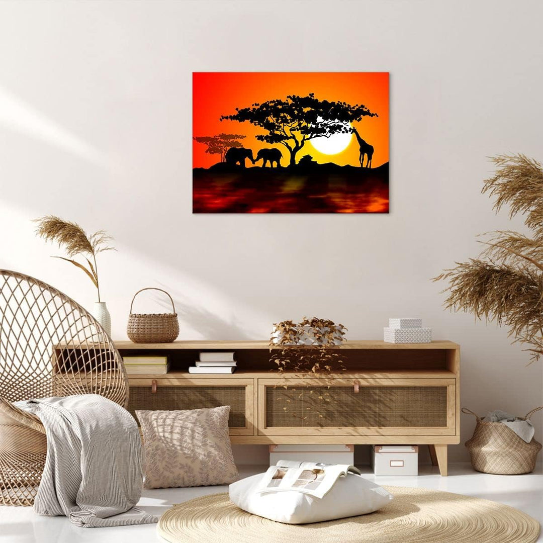 Bilder auf Leinwand Tiere Safari Savanne Giraffe Leinwandbild 70x50cm Wandbilder Dekoration Wohnzimm
