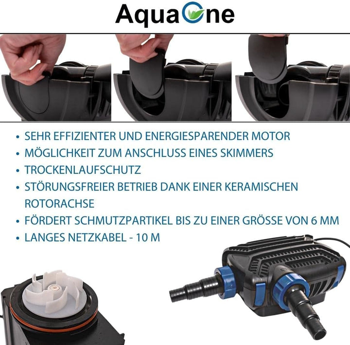 AquaOne Eco Teichpumpe CTF-B 2800 10 Watt 3000l /h I Hochwertige Teichpumpe mit Filter I Spezielle P