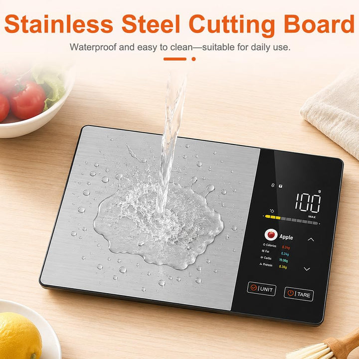 Küchenwaage Digital, SGZIOO Food Scale, Lebensmittelwaage mit TFT Farbdisplay Kalorienrechner Kosten