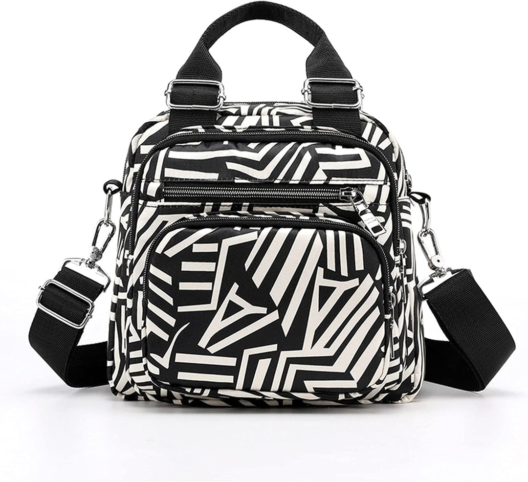 PORRASSO Damen Umhängetasche Kleiner Rucksack Casual Schultertasche Multi Tasche Nylon Handtasche Ru