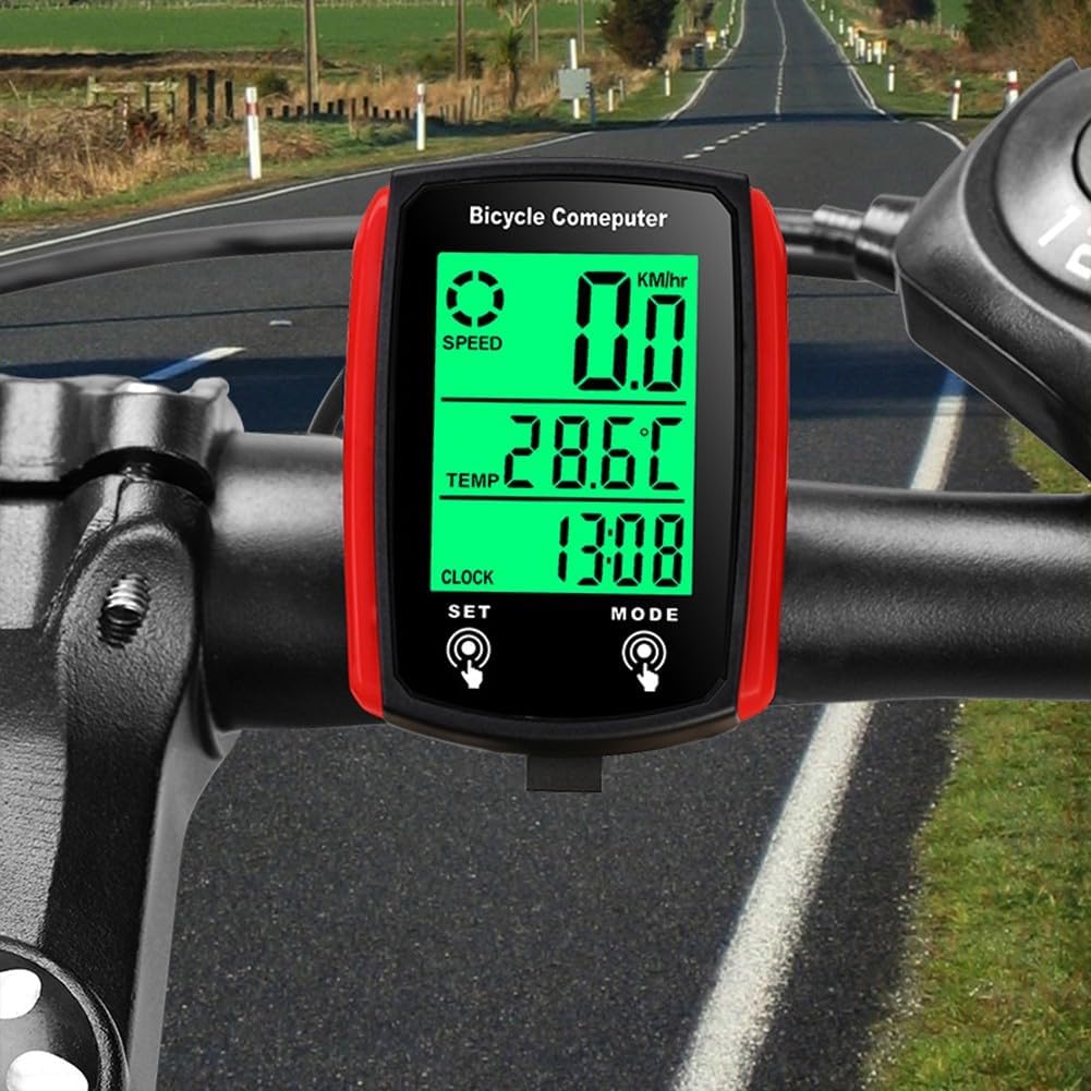 Fahrradcomputer Fahrrad Wasserdicht Kabelgebundener Tachometer Fahrrad Kilometerzähler mit LCD Displ