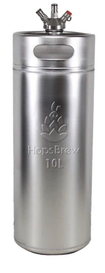 Hopsbrew Mini 304 Edelstahl Keg Growler (10L Standard Silber mit Speer) 10L Standard Silver with Spe