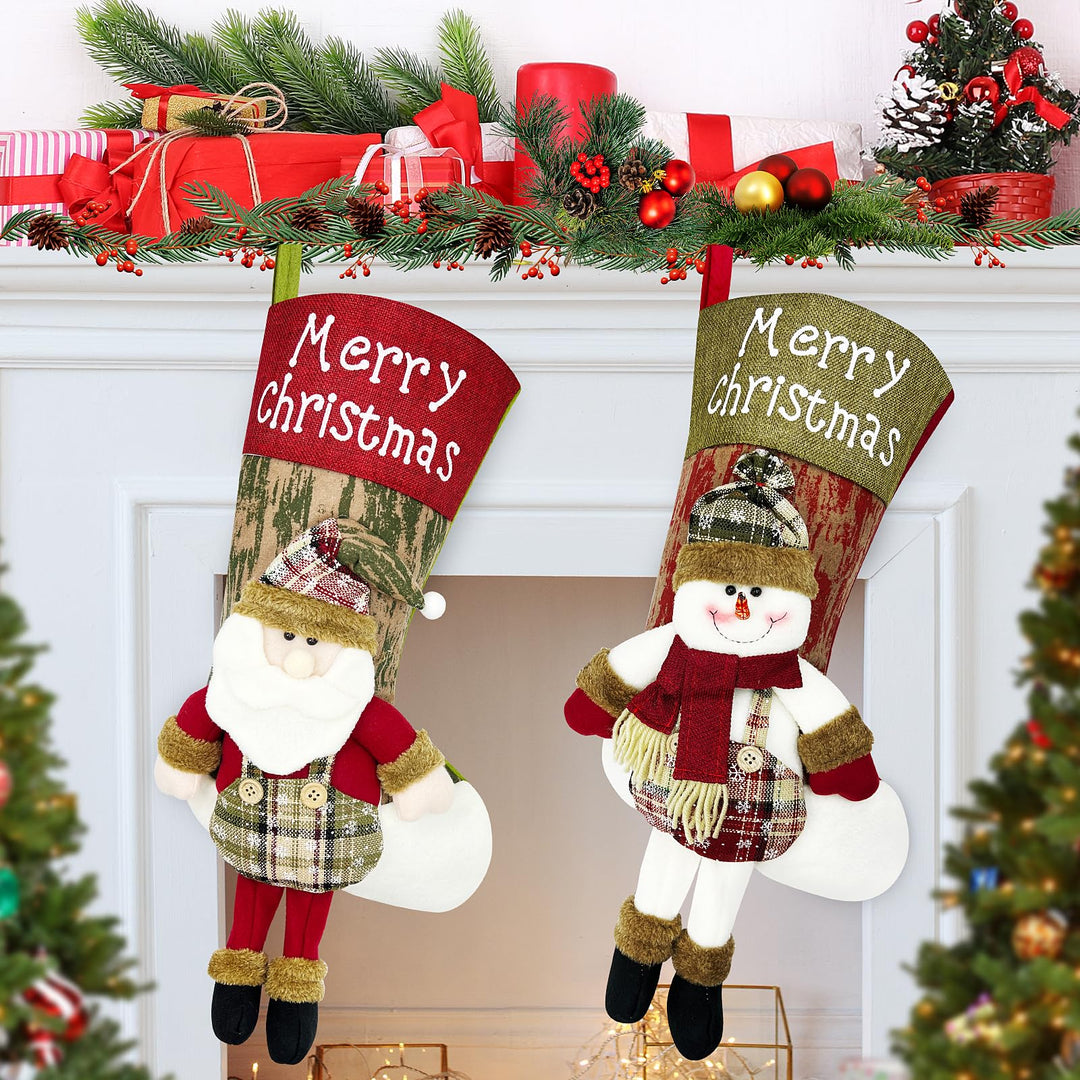 Nikolausstrumpf Gross, 2er Set Nikolausstiefel zum Befüllen Jute Vliesstoff Nikolaus Socken zum Befü