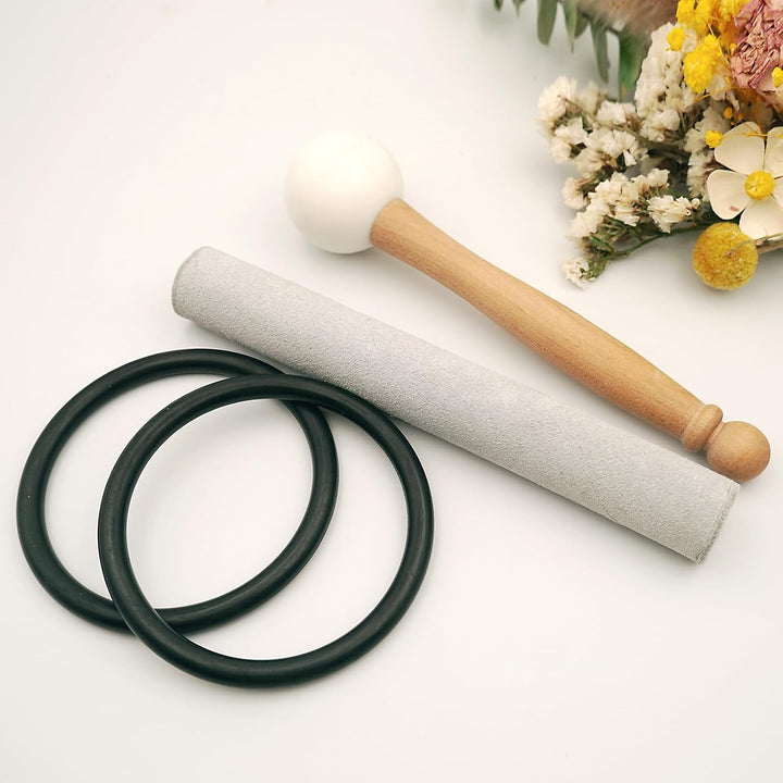 Hye-eun Klangschalen Set 3 stück, 432hz Blau Kristall Klangschale 8"A 10"F 12"D– Meditationsschalen