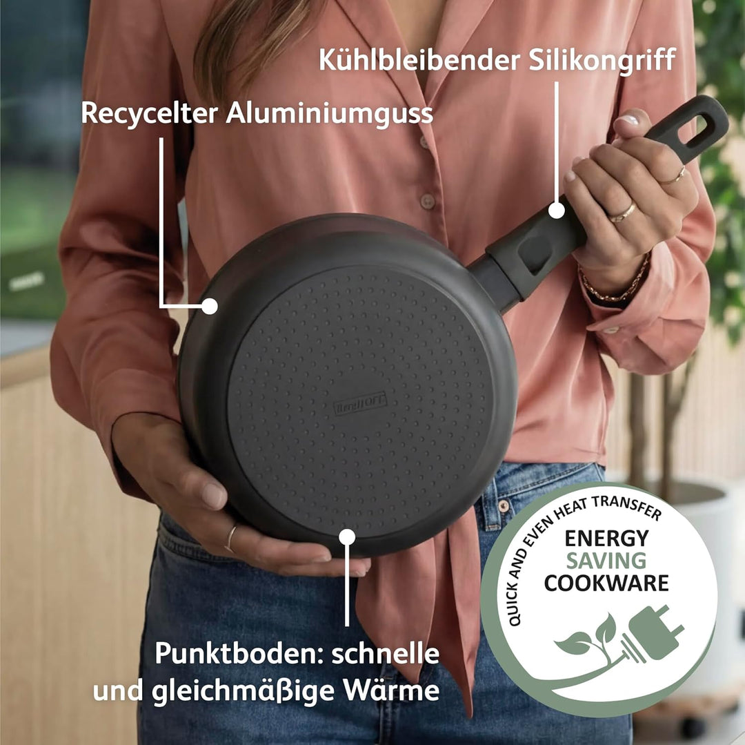 BergHOFF Leo Stone+ Antihaft-Kochtopf (18cm) - Topf induktion - Stielkasserole mit Deckel - Topf gro
