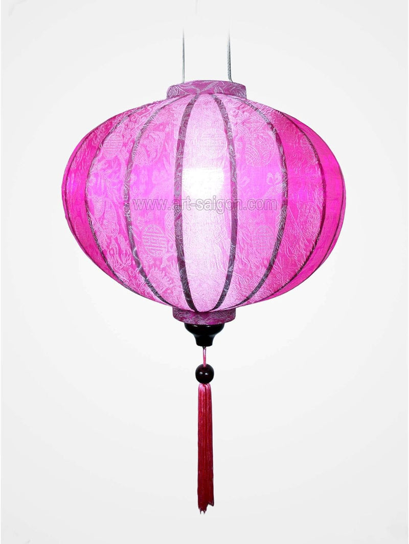 Asiatische Lampion aus Seide, Rosa R, Durchmesser 33 cm, Laterne aus Stoff, Bambus und Holz, Dekorat