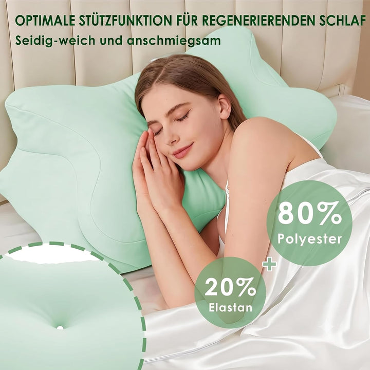 2 Stück Nackenkissen Bezug mit Reissverschluss – 80% Polyester /20% Elasthan | Atmungsaktiv und Haut