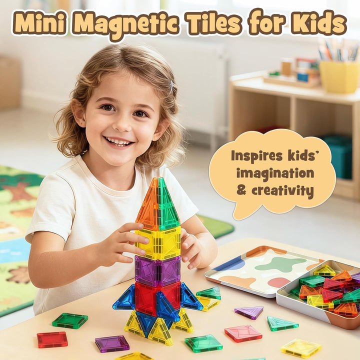 Dreamon 60PCS Mini Magnetische Bausteine Magnetbausteine Kinder Reiseset ab 3 4 5 6 Jahre Junge Mädc