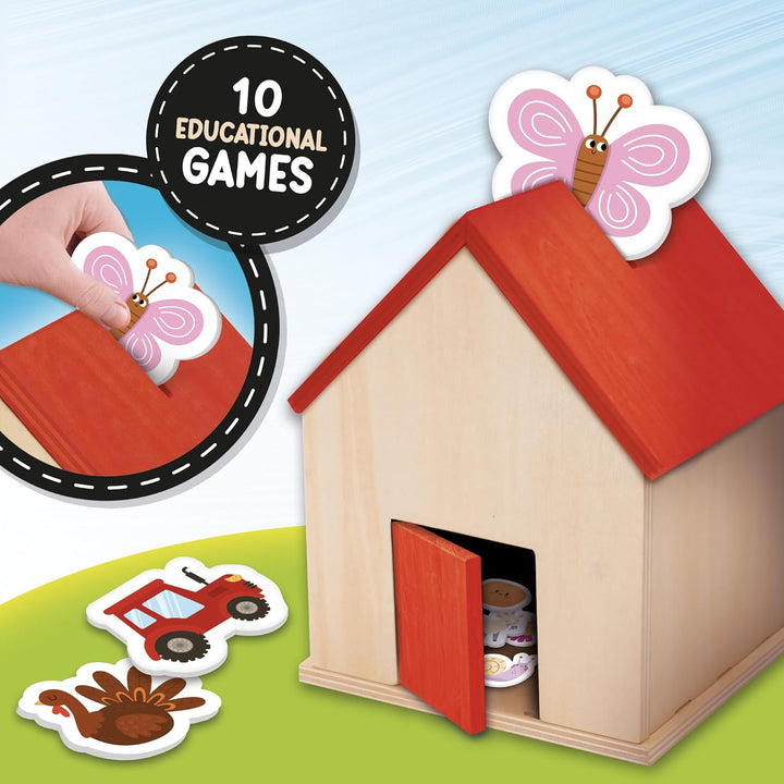 Lisciani - Montessori Baby Wood - Der Bauernhof - Bildungsspiel für Kinder ab 9 Monaten - 3D-Holzhäu