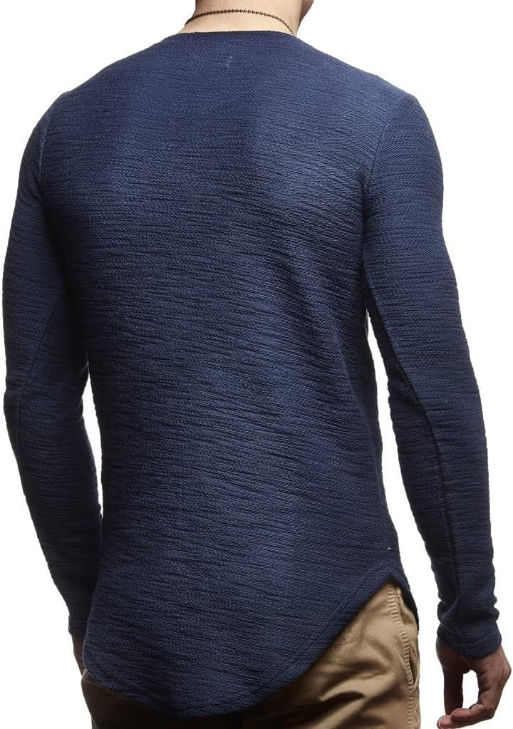 Leif Nelson Herren Pullover Rundhals-Ausschnitt Schwarzer Männer Longsleeve dünner Pulli Sweatshirt