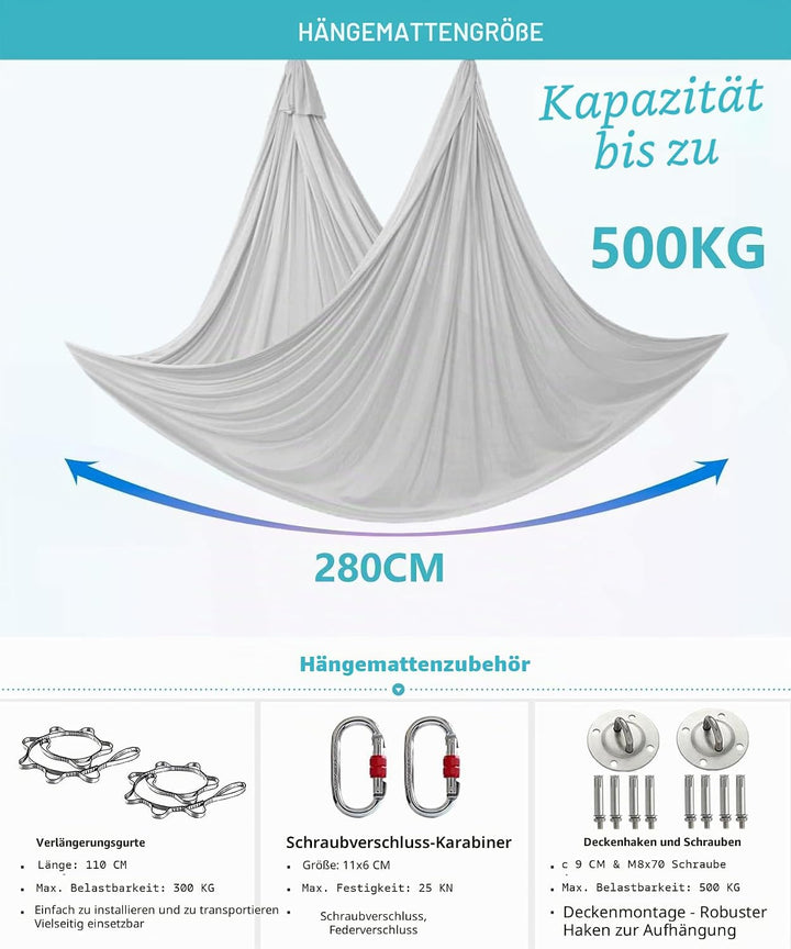ARNTY Yoga-Set für Erwachsene, Yoga-Zubehör, 500 kg Belastung, inkl. Kompletter Installationshardwar