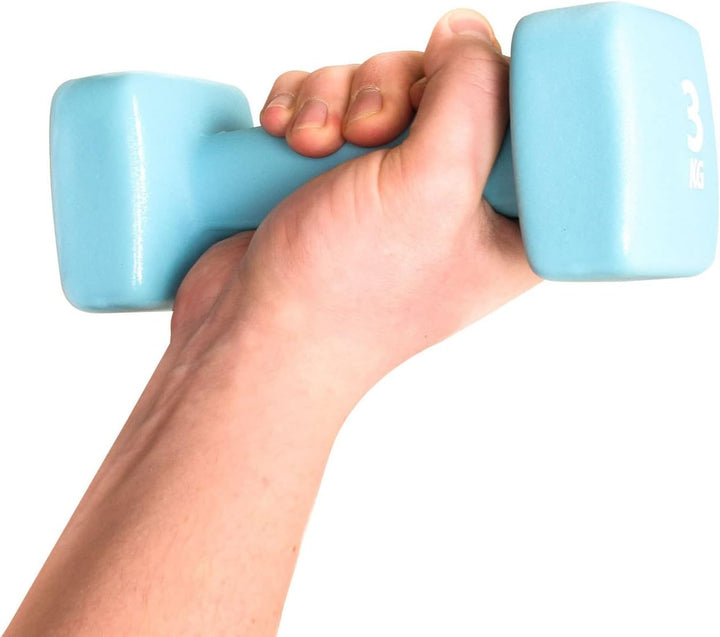 Pure2Improve 6 Neoprenhanteln 3.0 kg hellblau Krafttraining Ausdauer