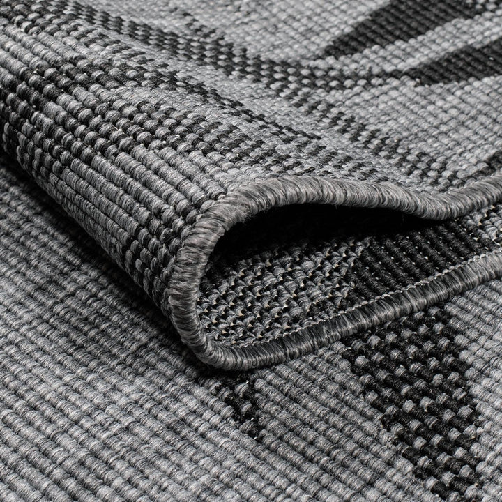 carpet city Outdoor Teppich Wetterfest 160 cm Rund - Grau-Anthrazit - Wendeteppich, Beidseitiges Flo
