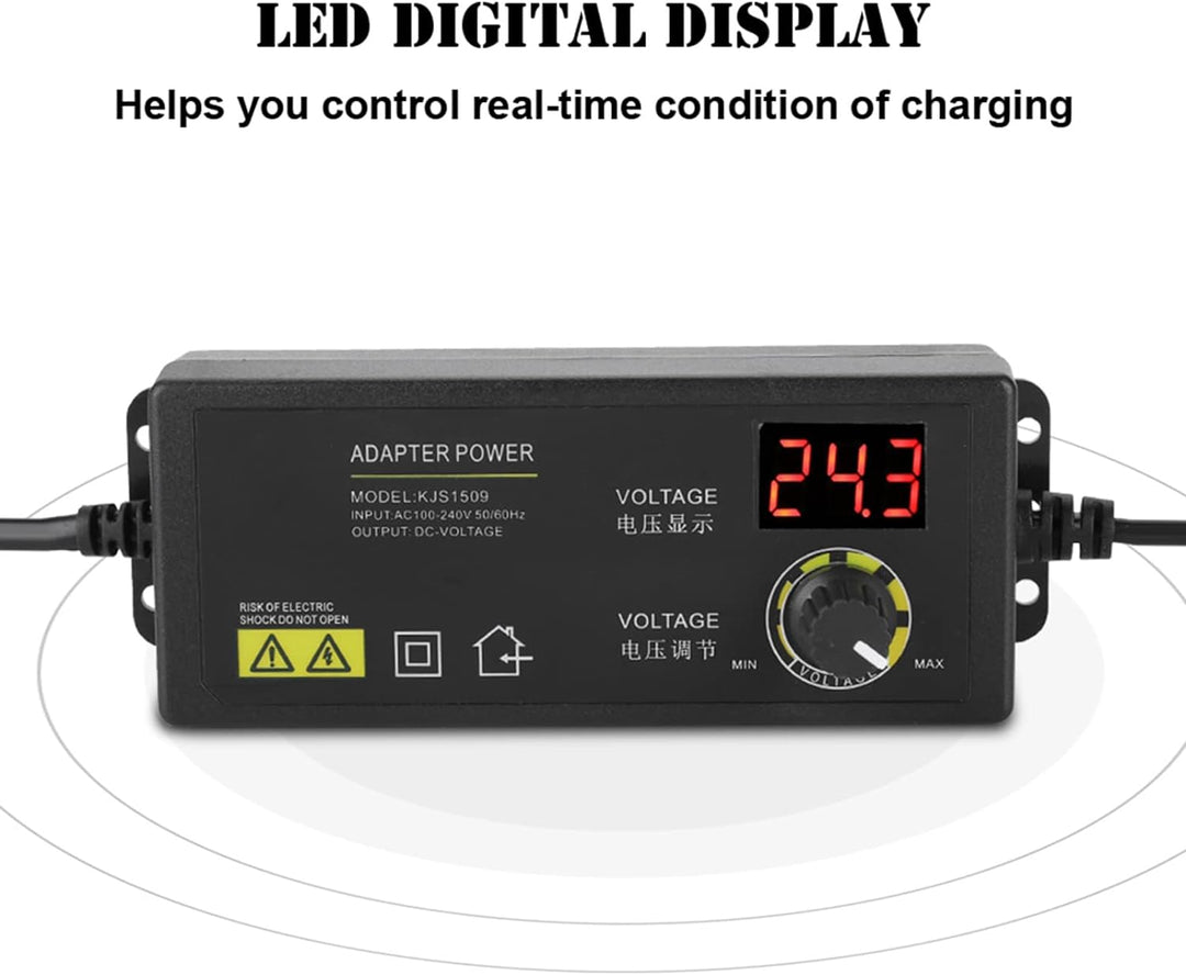 Einstellbares Netzteil,3-36V Weitbereich AC DC Stromadapter mit Digitalanzeige Anti-Interferenz 60W