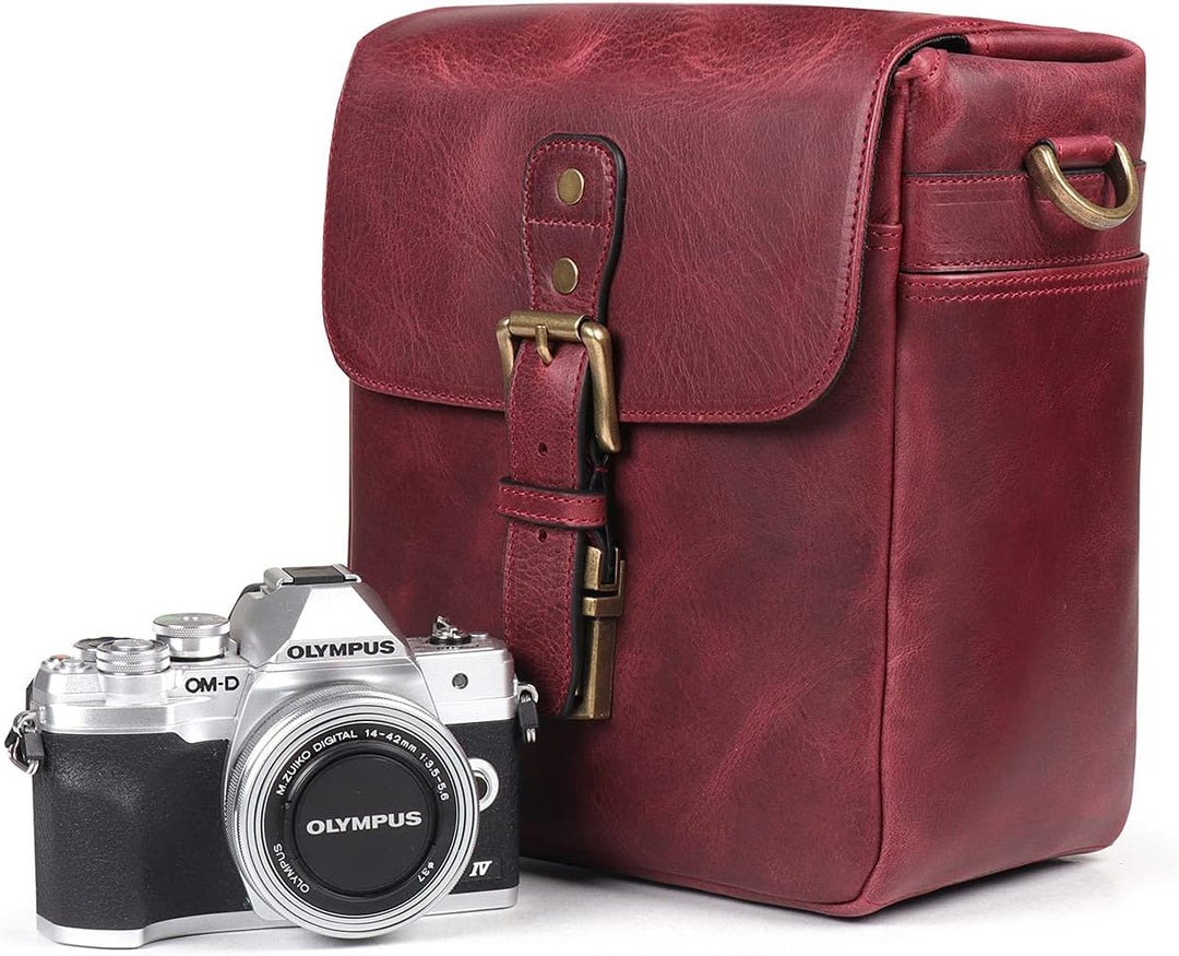 MegaGear MG1700 Torres Mini Kameratasche - Kuriertasche aus echtem Leder für Spiegellose, Sofortbild