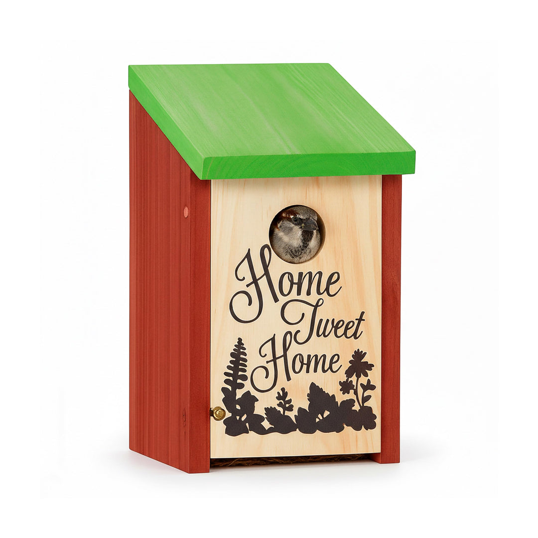 Relaxdays Nistkasten, Kleinvögel, Aufschrift Home sweet Home, Holz, hängend, Deko, HBT: 21,5 x 12 x