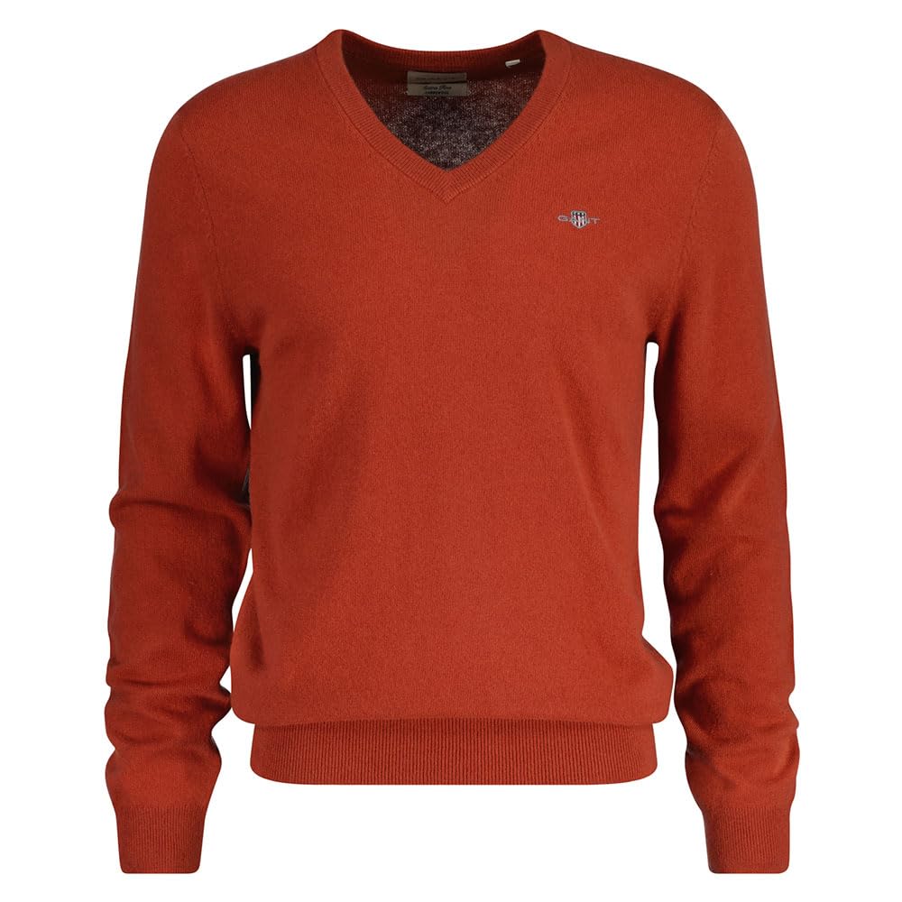 GANT Herren Md. Extrafine Lambswool V-Neck Pullover S Iron Red, S Iron Red