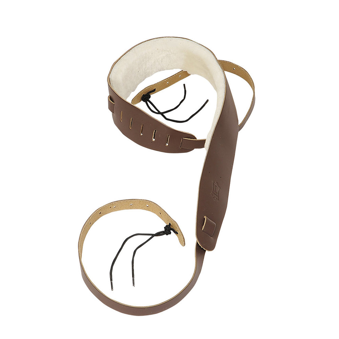 Levy's Leathers PM14-BRN Banjo-Armband aus echtem Leder mit Schaffell, Braun, Braun