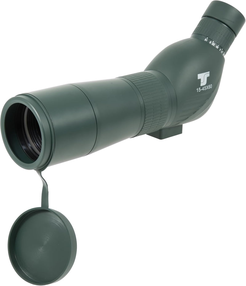 TS-Optics Tssp60ya Zoom Spektiv 15-45 x 60 mm angenehmer 45° Einblick kompakt mit Tragetasche