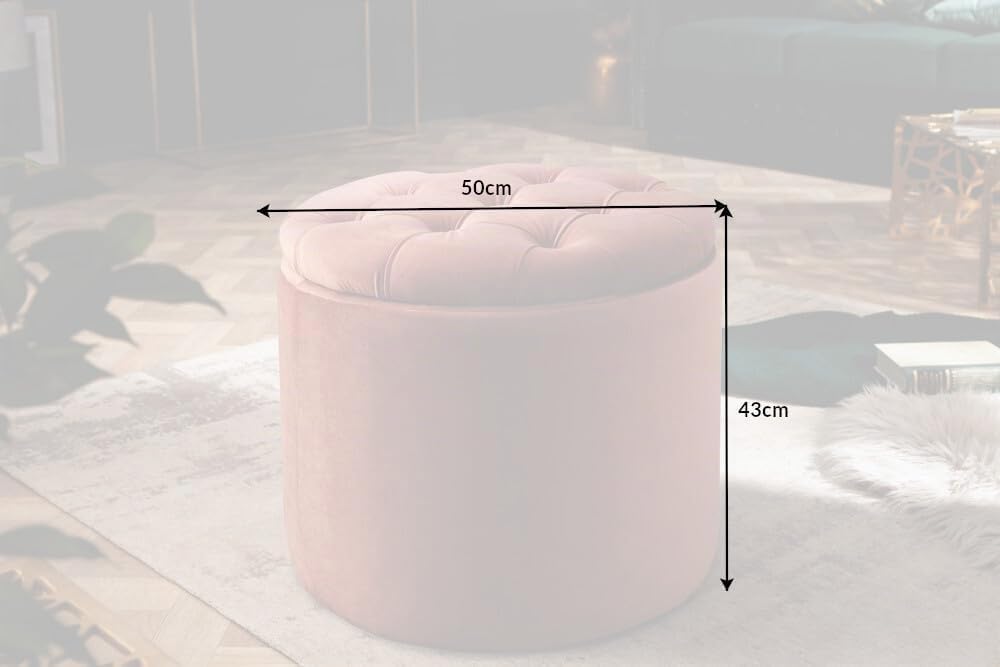 Riess Ambiente Eleganter Hocker MODERN BAROCK 50cm Altrosa Samt Couchtisch Tisch Aufbewahrungskorb S