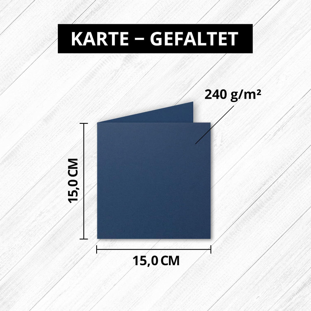 Quadratische Falt-Karten 15 x 15 cm - Nachtblau - 700 Stück - formstabil - für Drucker geeignet - fü