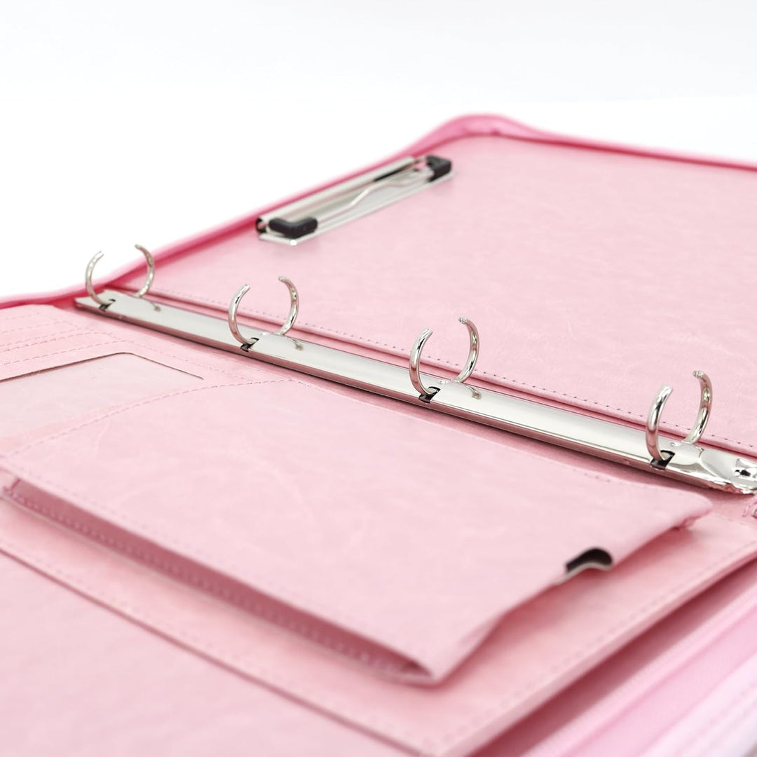 Schreibmappe 4 Ringbuch A4 Konferenzmappe Reissverschluss Leder Wasserdicht Organizer Mappe Dokument