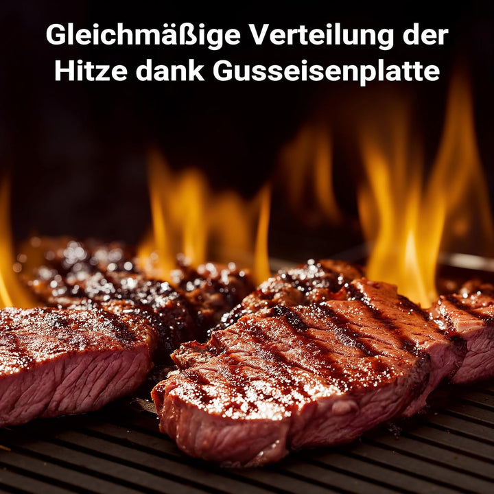 Wiltec Gusseisen Grillplatte 55 x 26,5 x 1,5 cm, Gusseisenplatte für Grill mit guter Hitzespeicherun