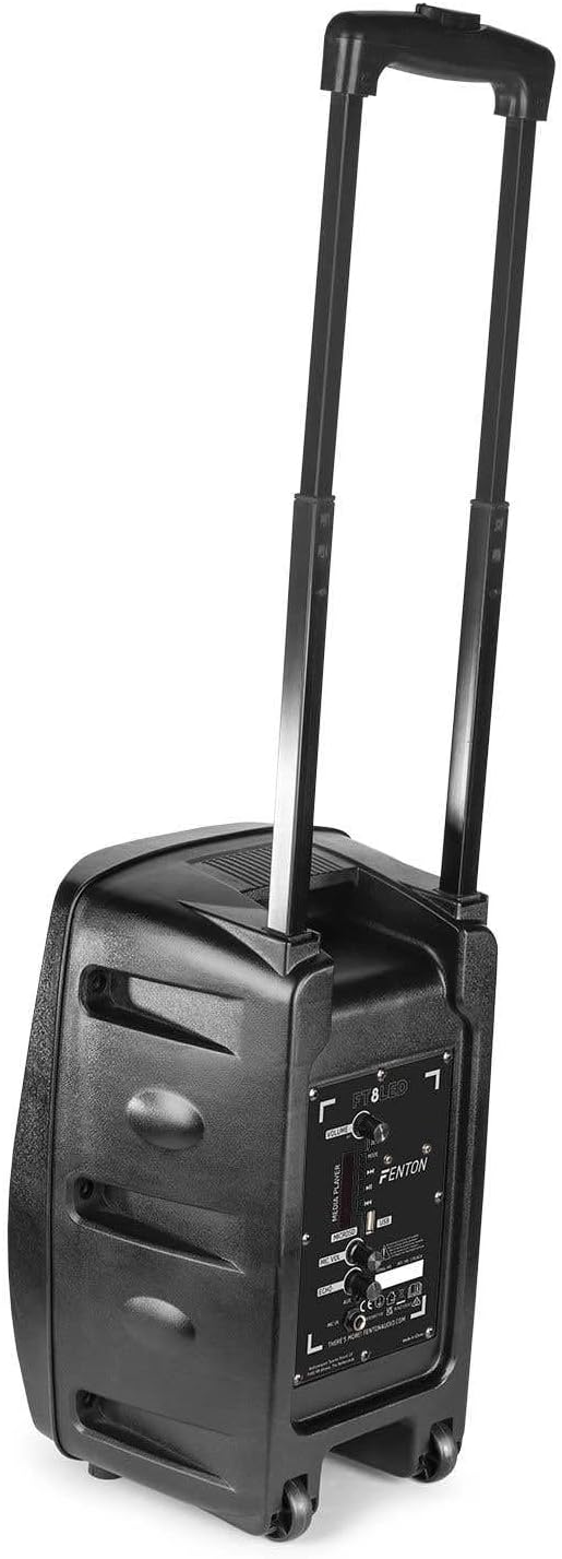 Fenton FT8LED MK2 - Partybox Bluetooth Lautsprecher, 300 Watt Party Lautsprecher mit LED, Trolley, A