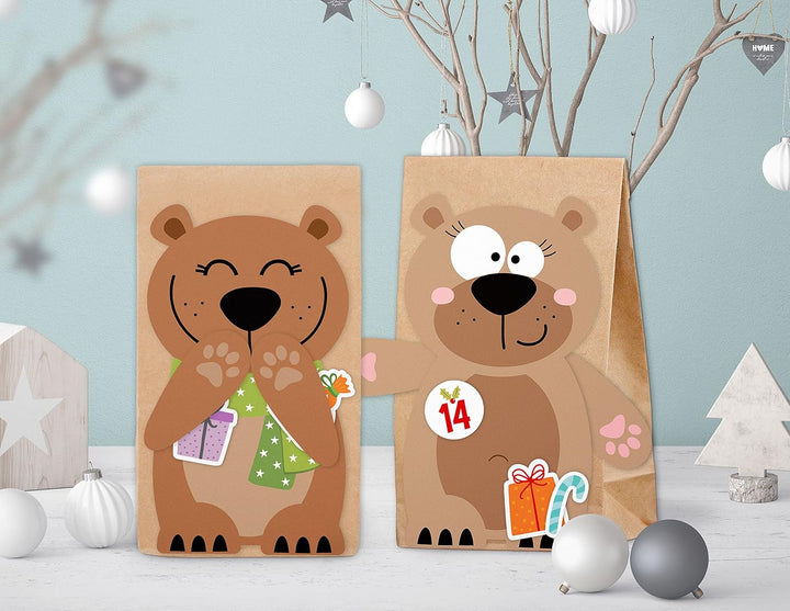 Adventskalender zum Befüllen Waldtiere - mit Stickern zum Gestalten und selber Basteln