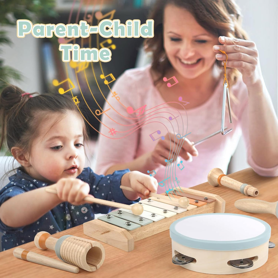 Vanplay Musikinstrumente für Kinder Kinderspielzeug ab 3 Jahre holzspielzeug Trommel Xylophone für K