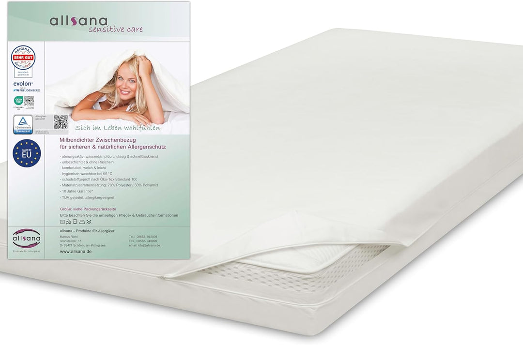 Allsana Allergiker Matratzenbezug 160x200x30 cm Allergie Bettwäsche Anti Milben Encasing Milbenschut