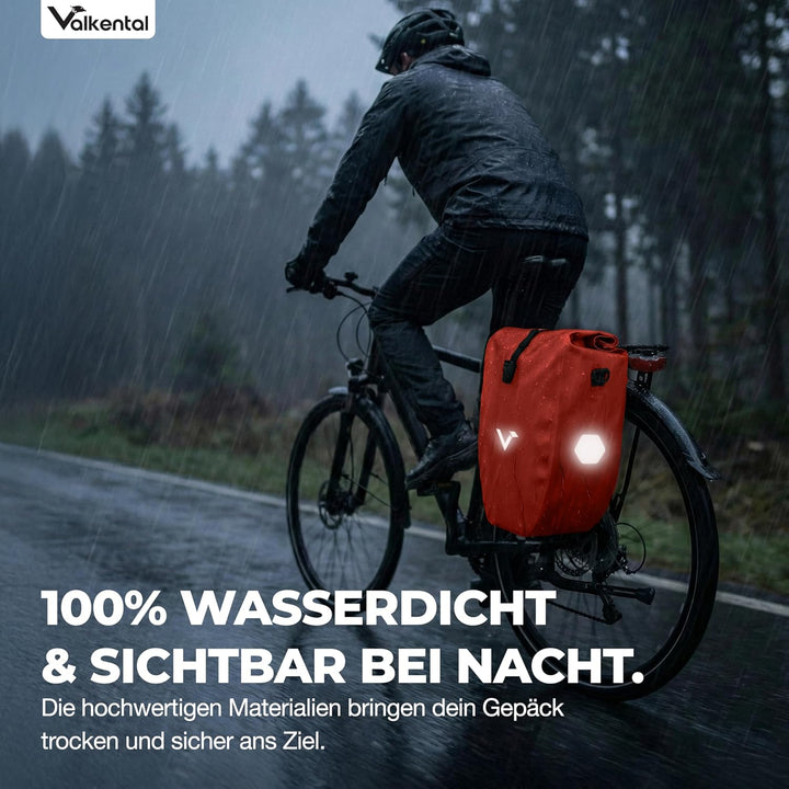 Valkental - Grosse &amp; wasserdichte Gepäckträgertasche - 28L Füllvolumen - Fahrradtasche für Gepäckträ