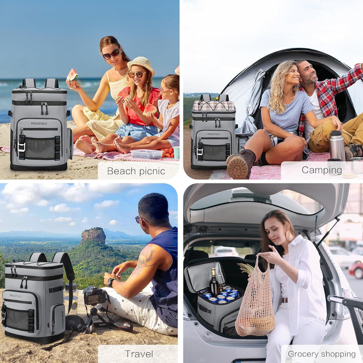 Hulongo Grosser Wasserdichter Isolierter Kühlrucksack Auslaufsicherer Faltbar Kühler Rucksack grey b