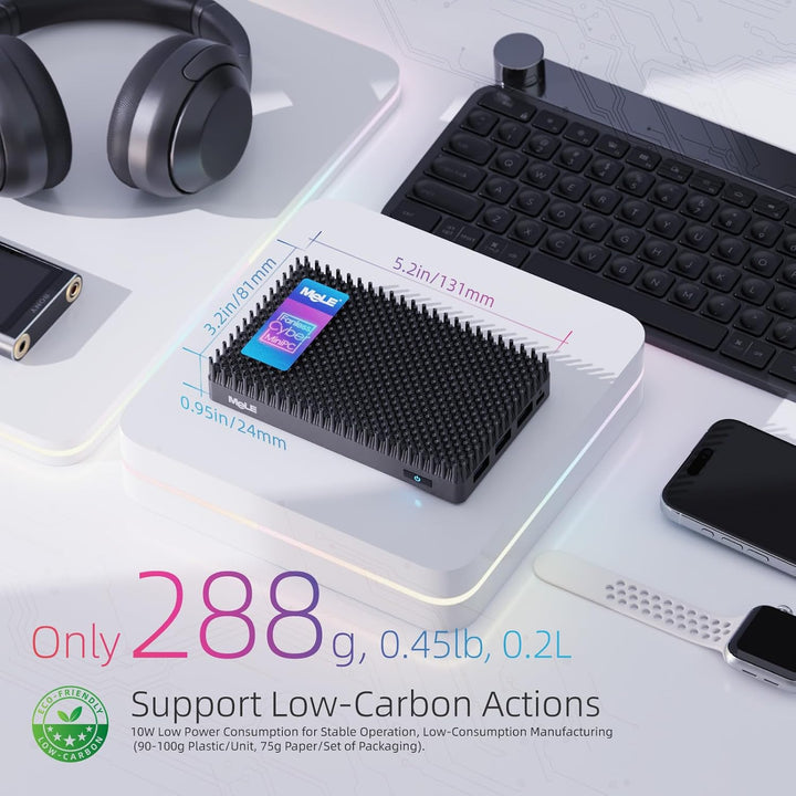 MeLE Mini-PC ohne Lüfter, Cyber X1 N150, 16 GB RAM, 512 GB SSD, USB-C voll funktionsfähig mit USB PD