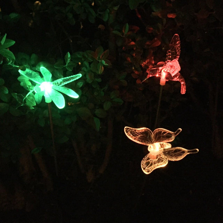 9er Set Solar Stableuchten Gartendeko Libelle Kolibri Schmetterling Lights4fun 9 Stk, 9 Stk