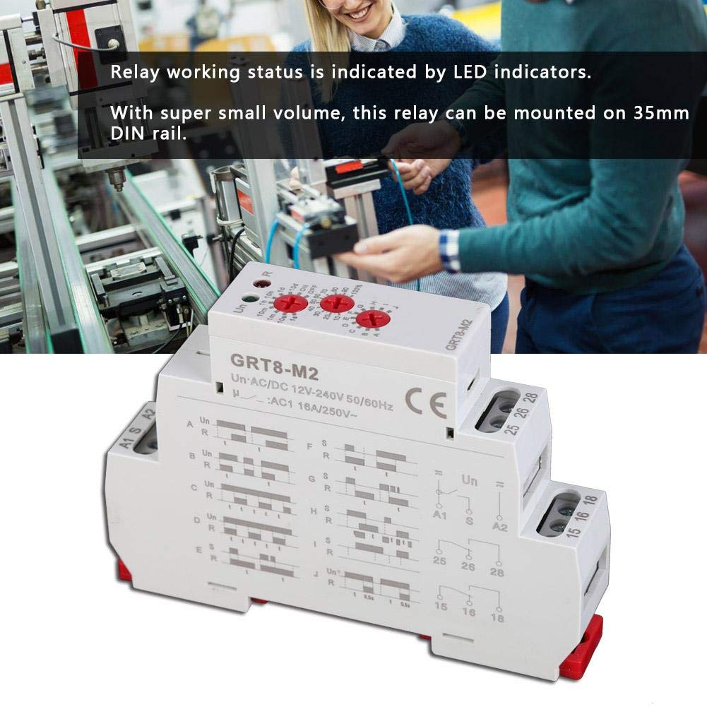 Multifunktionales Verzögerungszeitrelais GRT8-M2, AC/DC 12V-240V Multifunktionales Verzögerungszeitr