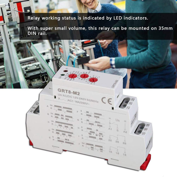 Multifunktionales Verzögerungszeitrelais GRT8-M2, AC/DC 12V-240V Multifunktionales Verzögerungszeitr