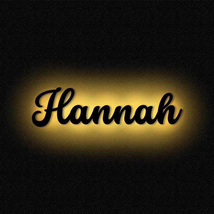 Namofactur Namenslampe Holz Name Hannah Schriftzug I Wandlampe Geschenk Kinder & Erwachsene Wohnzimm