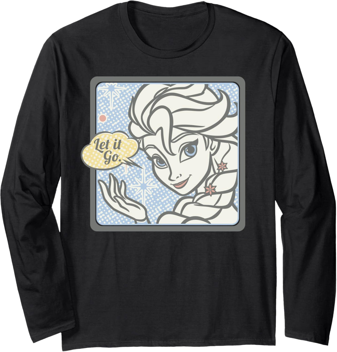 Disney Frozen Elsa Let It Go Comic Style Portrait Langarmshirt