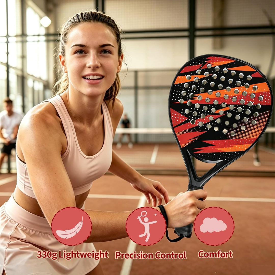 Padel Schläger Set - 2X Racket + 2X Bälle + Tasche, Padelschläger für Anfänger, Damen, Padel Racket