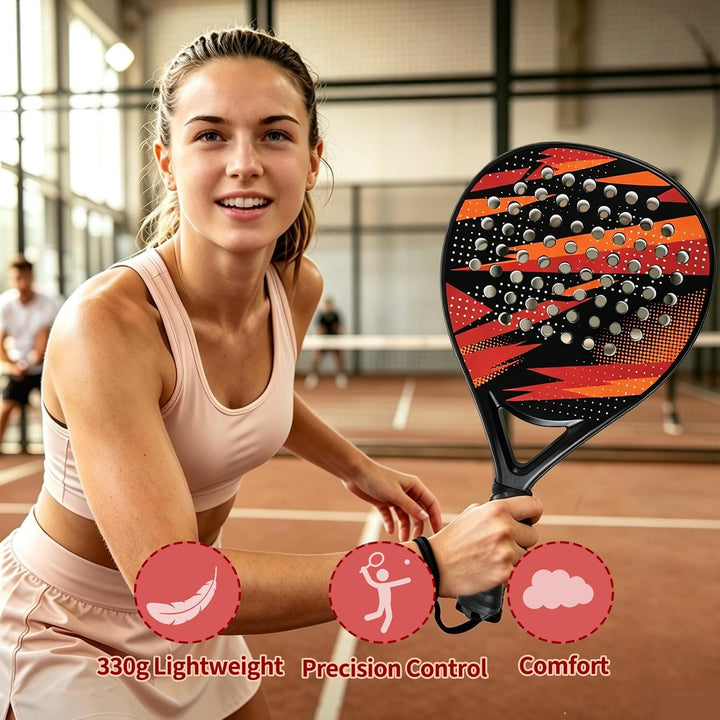 Padel Schläger Set für Anfänger, Freizeitspieler, Damen, Junior | aus Kohlefaser-Rahmen &amp; Eva-Schaum