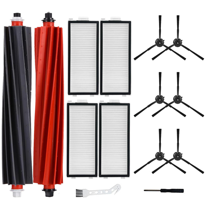 14 Stück Zubehörset für Roboroc k Qrevo Slim/Qrevo Master Roboterstaubsauger, 2 Hauptbürsten, 6 Seit