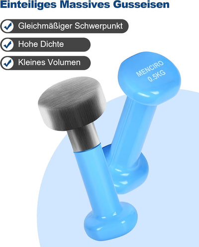 MENCIRO Hanteln 2er Set für Männer und Frauen, 1KG - 5KG Kurzhanteln Gewichte für Zuhause Fitnessstu