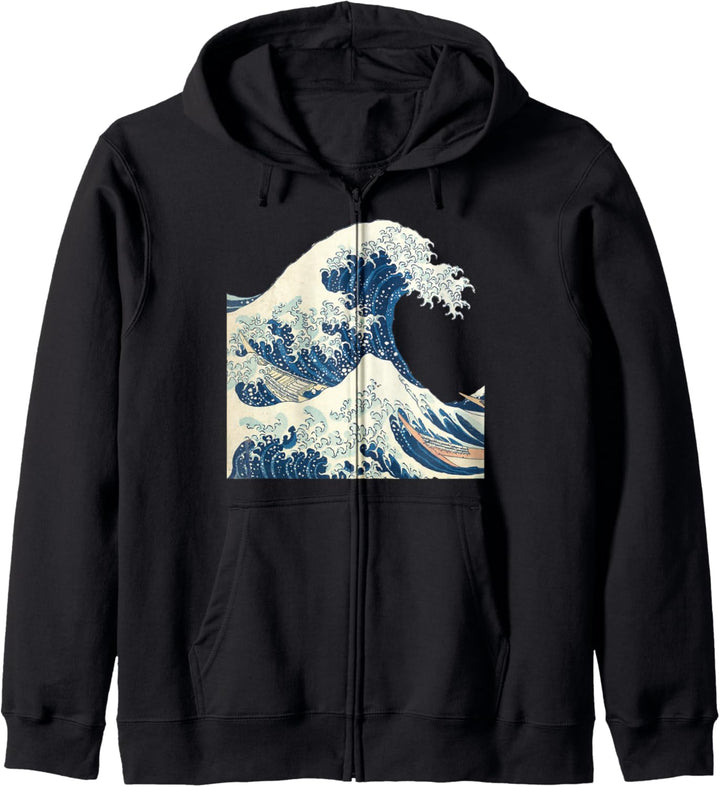 Grosse Welle vor Kanagawa Hokusai Japanische Kunst Japan Kapuzenjacke