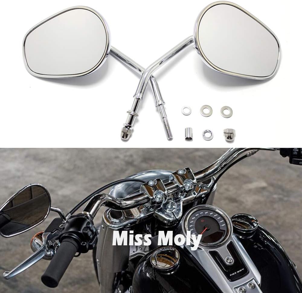 8mm Motorrad Seitenspiegel für Sportster 1200 XL883 Dyna Softail Road Glide(#2-Chrom) # 2-Chrom, # 2