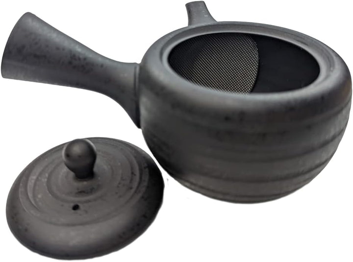 Kyusu Japanische Teekanne aus Keramik mit Teesieb aus Edelstahl, Japan Einhand-Teekanne Black 200ml,