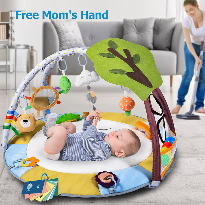 Lupantte Baby Spieldecke,Spielbogen Baby 2 Austauschbaren Bezügen,Spielmatte mit Spielbogen Abnehmba