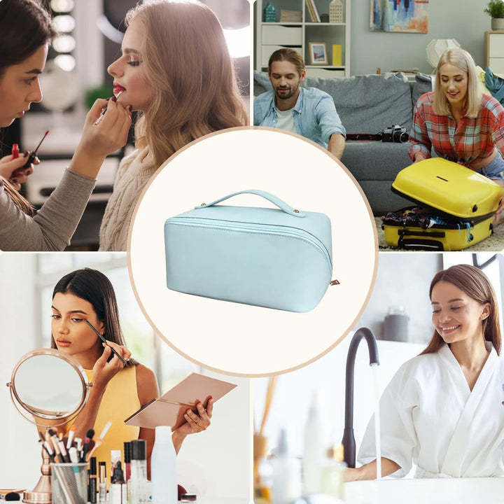 Grosse Kapazität Kosmetiktasche Wasserdicht Kulturtasche Leder Schminktasche Multifunktions Kulturbe